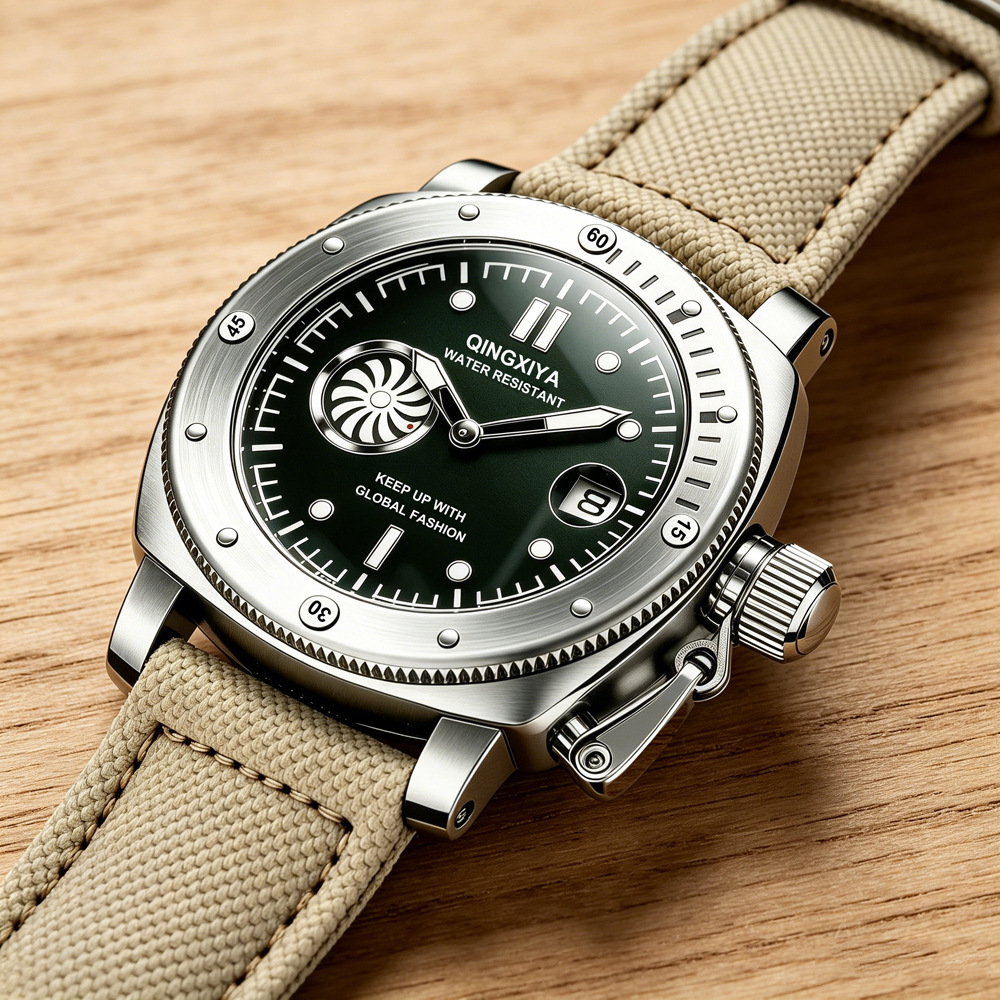 Canvas Strap Watch - Montre à quartz pour homme, bracelet