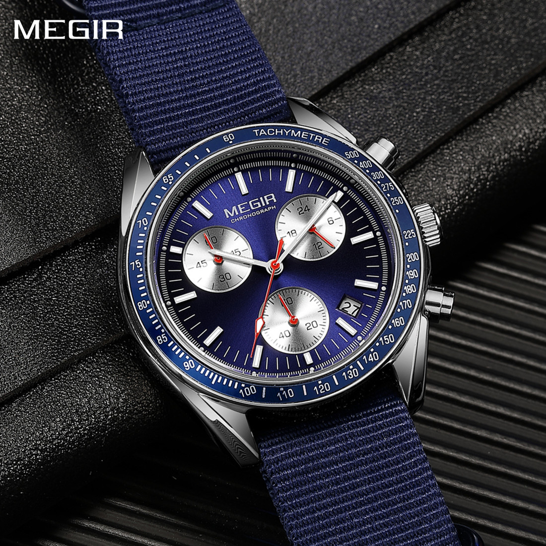 Canvas Strap Watch - MEGIR chronographe toile bracelet hommes Sport