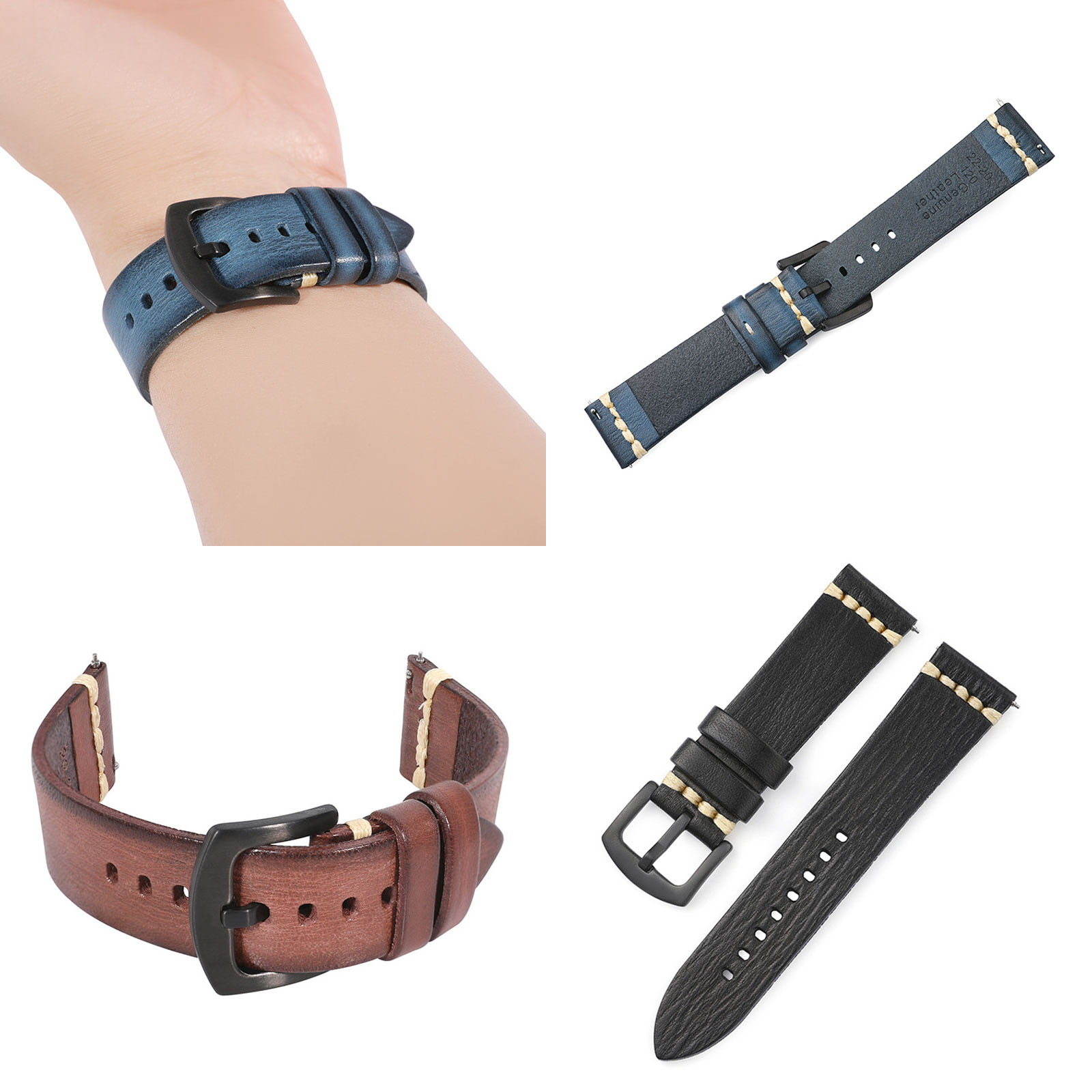 Bracelet de montre en cuir vér - Leather Strap Quick Release avis et prix
