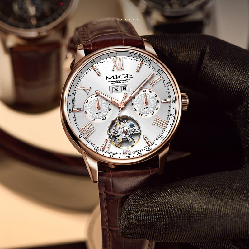 Montre mécanique automatique M - Leather Watch Band Men avis et prix
