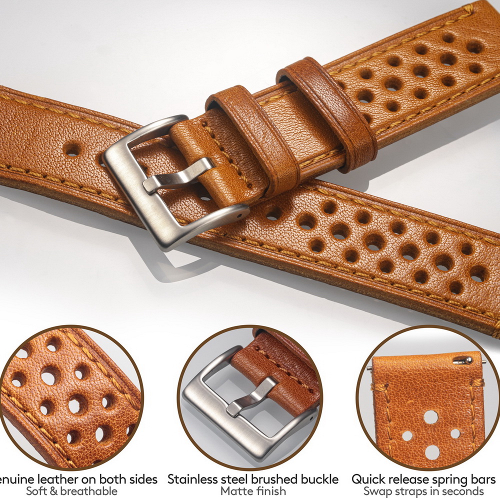 Hemsut bracelet de montre en c - Leather Strap Quick Release avis et prix